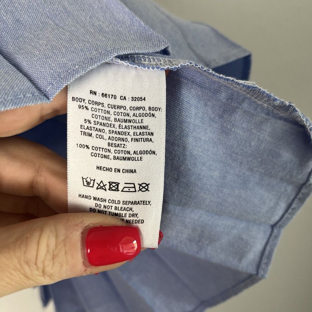 Anthropologie Deletta Boxy Striped Peplum Cream Blue Blouse Large 213 - Picture 3 of 6